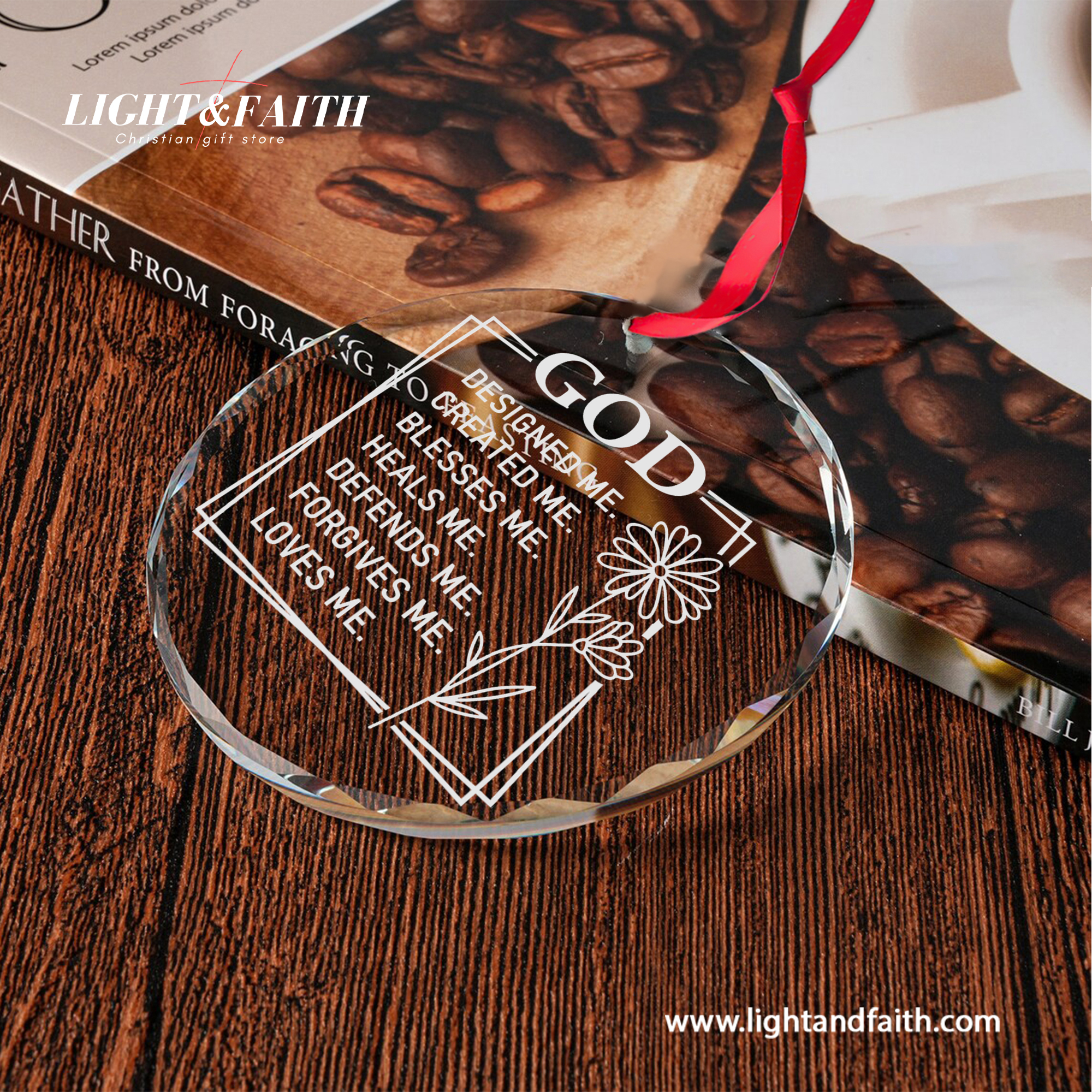 God Designed Me Heart Ornament, Christian Faith Ornament, Religious Inspirational Gift, Bible Verse Christmas Decoration, Spiritual Glass Decor DCLAF69